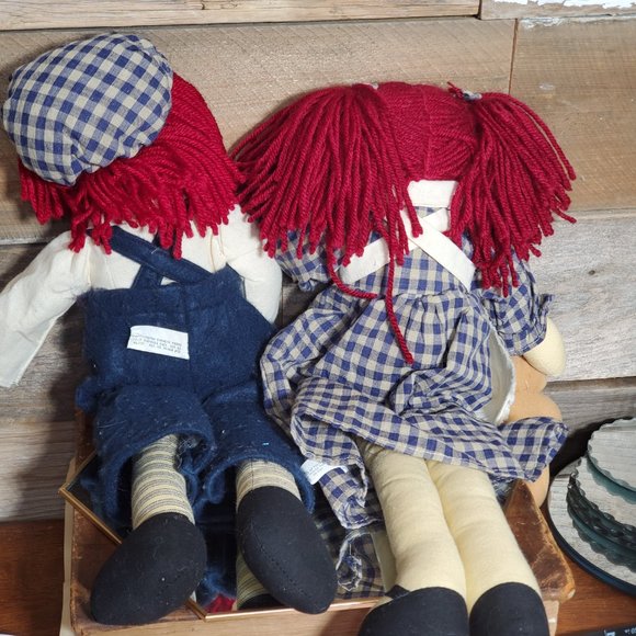 Raggedy Ann & Andy Shelf Sitting Raggedy Dolls  - Vintage Unicorn Industries - Picture 3 of 13